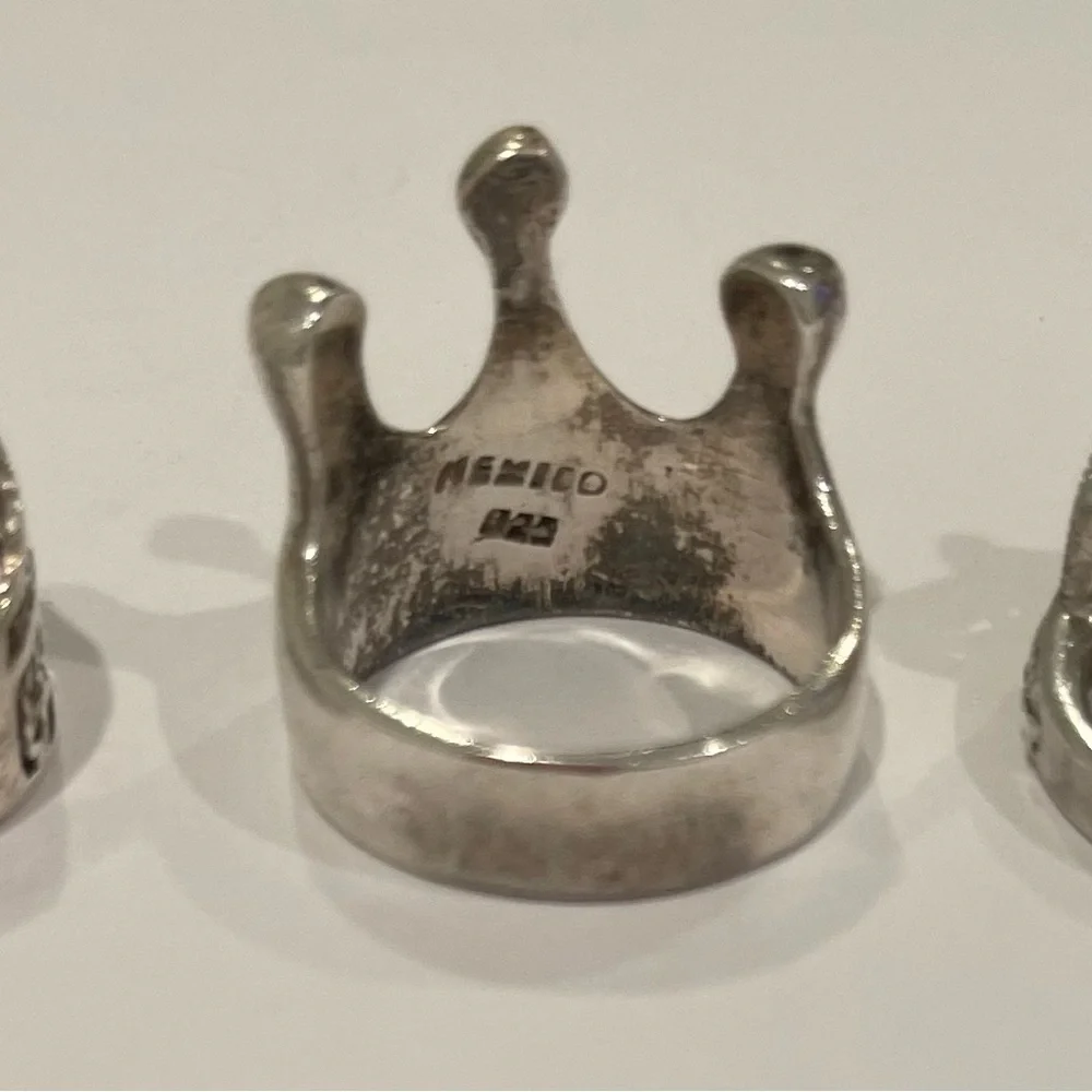 3 Pc Lot Sterling Silver Crown Tiara Rings As-Is - Picture 3 of 9